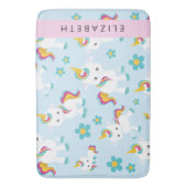 ユニコーンのパターン,かわいいユニコーン,あなたの名前 バスマット (正面縦)