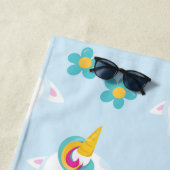 ユニコーンのパターン,かわいいユニコーン,あなたの名前 ビーチタオル (インサイチュ)