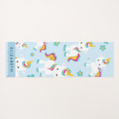 ユニコーンのパターン，かわいいユニコーン，あなたの名前 ヨガマット (裏面(横))