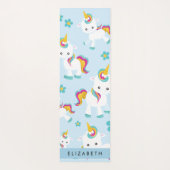 ユニコーンのパターン,かわいいユニコーン,あなたの名前 ヨガマット (裏面)