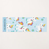 ユニコーンのパターン,かわいいユニコーン,あなたの名前 ヨガマット (正面(横))