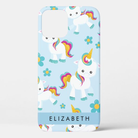 ユニコーンのパターン，かわいいユニコーン，あなたの名前 Case-Mate iPhoneケース (裏面)