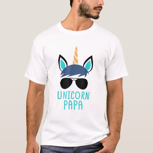 ユニコーンのパパTシャツ 面白い父の日ギフト Tシャツ (正面)