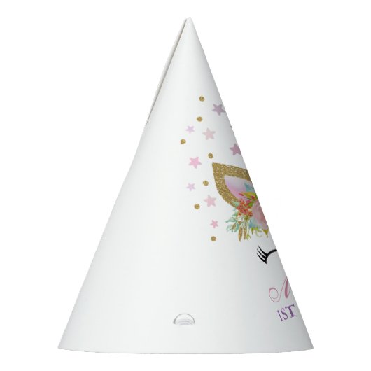 ユニコーンのパーティーの帽子の花のユニコーンの誕生会 パーティーハット (左)