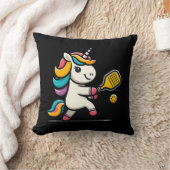 ユニコーンのピックルボールプレーヤー愛好家キッズ女性 クッション (ブランケット)