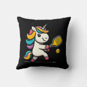 ユニコーンのピックルボールプレーヤー愛好家キッズ女性 クッション (裏面)