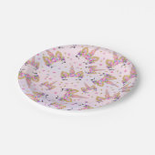 ユニコーンのピンクおよび金ゴールドの紙皿7"紙皿 ペーパープレート (アングル)