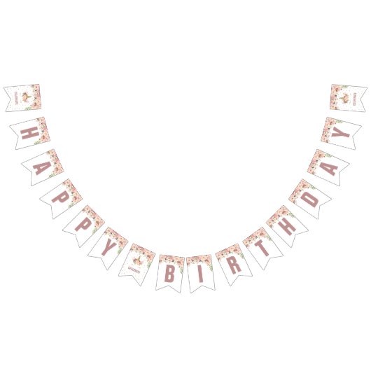 ユニコーンのピンクおよび金ゴールドの誕生会の旗 バンティングフラッグ (全)