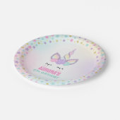 ユニコーンのピンクのグリッターの紙皿7"紙皿 ペーパープレート (アングル)