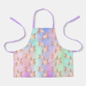 ユニコーンのピンクのバラ金ゴールドレインボーミントグリーンガーリー エプロン (正面)