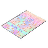 ユニコーンのピンクのミントドリップ名ホログラフィックガール ノートブック (左側)