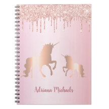 ユニコーンのピンクのローズ金ゴールドグリッター名