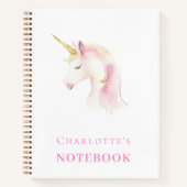 ユニコーンのピンクの白い女の子 ノートブック (正面)