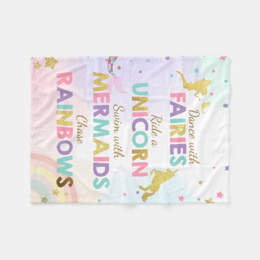 ユニコーンのフリースのBanketの人魚の魔法の女の子のピンク フリースブランケット (正面(横))