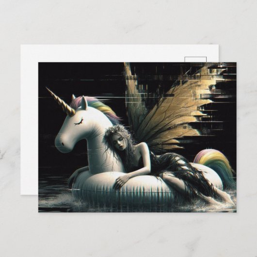 ユニコーンのプールで眠っているゴージャスな妖精の浮き光 ポストカード (正面/裏面)