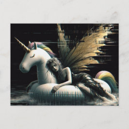 ユニコーンのプールで眠っているゴージャスな妖精の浮き光 ポストカード