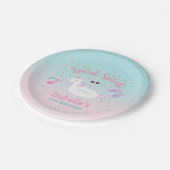 ユニコーンのプールを囲んでのパーティの紙皿のユニコーンの誕生日 ペーパープレート (アングル)
