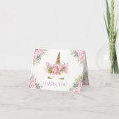 ユニコーンのベイビーシャワーの感謝カード サンキューカード (正面)