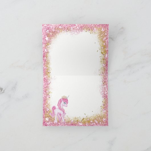 ユニコーンのベイビーシャワー感謝カード サンキューカード (内部)