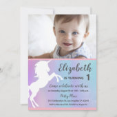 ユニコーンのベビーの写真の最初誕生会 招待状 (正面)