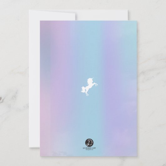 ユニコーンのベビーの写真の最初誕生会 招待状 (裏面)