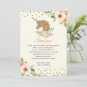 ユニコーンのベビーシャワーのサンキューカードのモモの金ゴールド サンキューカード (スタンド正面)