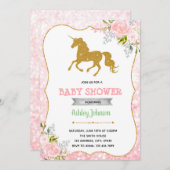 ユニコーンのベビーシャワーのテーマのパーティの招待状 招待状 (正面/裏面)