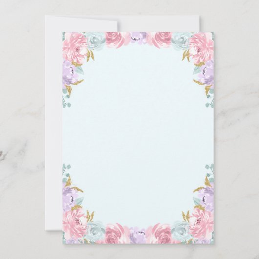 ユニコーンのベビーシャワーの招待状のピンクの金ゴールドのユニコーン 招待状 (裏面)