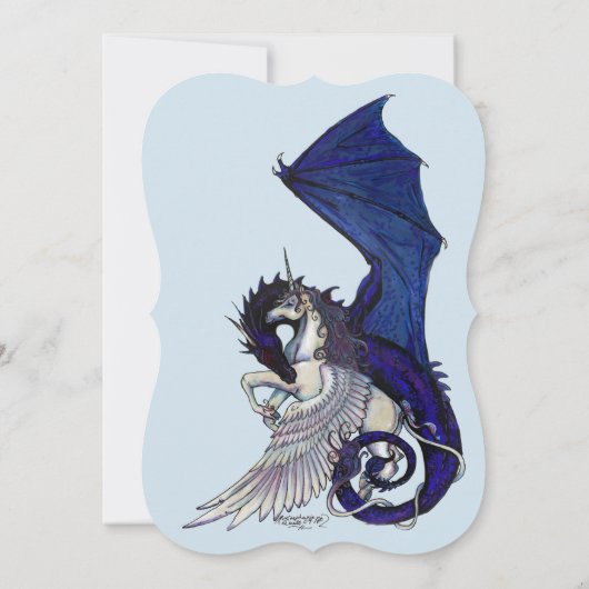 ユニコーンのベビーシャワーの招待状の赤のドラゴン 招待状 (裏面)