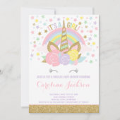ユニコーンのベビーシャワーの招待状の魔法のベビーシャワー 招待状 (正面)