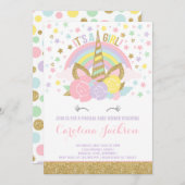 ユニコーンのベビーシャワーの招待状の魔法のベビーシャワー 招待状 (正面/裏面)