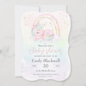 ユニコーンのベビーシャワー 女の子のベビーシャワーの招待状 招待状 (正面)