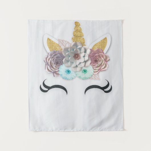 ユニコーンのベビーシャワー、誕生日、部屋の装飾用背景 タペストリー (正面)