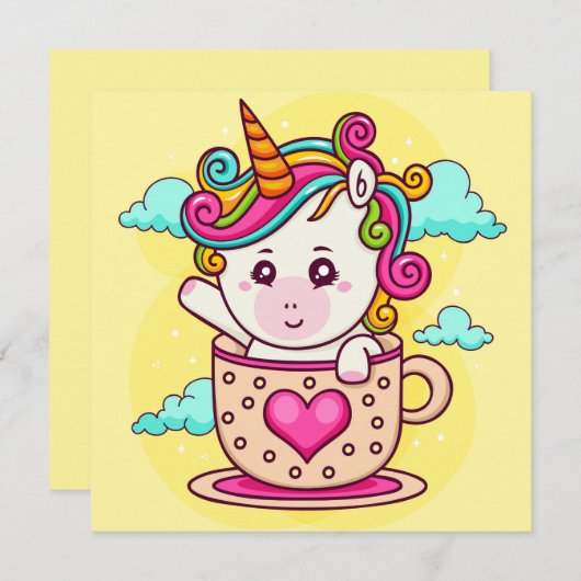 ユニコーンのホリデーカード シーズンカード (正面/裏面)