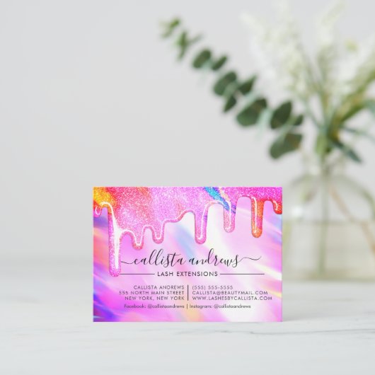 ユニコーンのホログラフィックグリッターがアフターケアの後遺症を漂流 名刺 (スタンド正面)