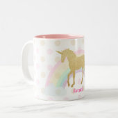 ユニコーンのマグ、グリッターのユニコーンのマグ ツートーンマグカップ (正面左)