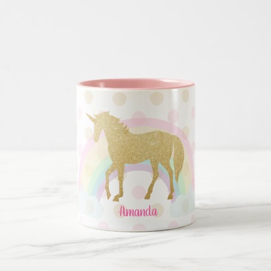 ユニコーンのマグ、グリッターのユニコーンのマグ ツートーンマグカップ (中央)