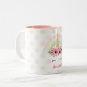 ユニコーンのマグ、グリッターのユニコーンのマグ ツートーンマグカップ (正面左)