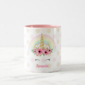 ユニコーンのマグ、グリッターのユニコーンのマグ ツートーンマグカップ (中央)