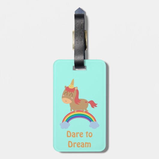 ユニコーンのユーモアがあるかわいい馬の夢 ラゲッジタグ (裏面縦)