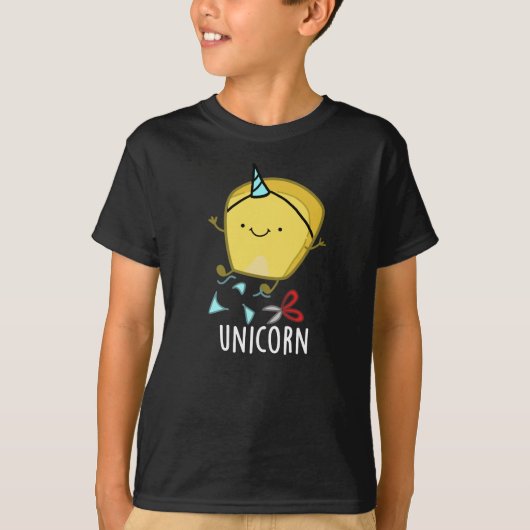 ユニコーンのユーモア コーン パン ダークBG Tシャツ (正面)