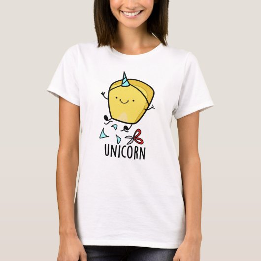ユニコーンのユーモア コーン パン Tシャツ (正面)
