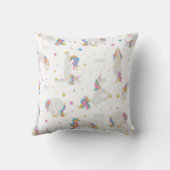 ユニコーンのヨガかわいいおもしろい白モノグラムお洒落 クッション (裏面)