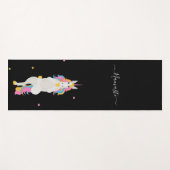 ユニコーンのヨガが可愛いおもしろいブラックナマステ ヨガマット (正面(横))