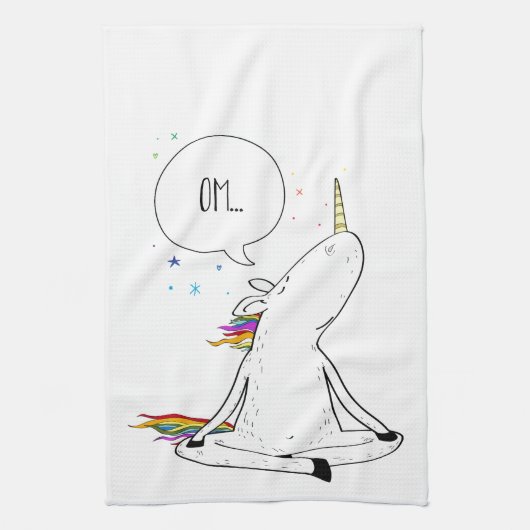 ユニコーンのヨガのおもしろいなユニコーンの恋人 キッチンタオル (縦)