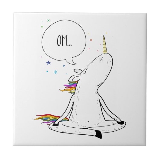 ユニコーンのヨガのおもしろいなユニコーンの恋人 タイル (正面)