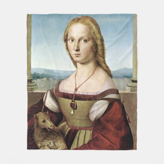 ユニコーンのレディ – Raphael - c1506 フリースブランケット (正面)