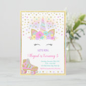 ユニコーンのローラースケートパーティーへの招待状ユニコーン 招待状 (スタンド正面)