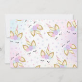 ユニコーンの写真のサンキューカードのピンクの金ゴールドのユニコーン サンキューカード (裏面)