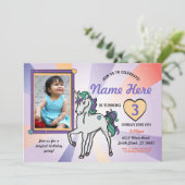 ユニコーンの写真の誕生日の招待状のデキセドリン錠 招待状 (スタンド正面)